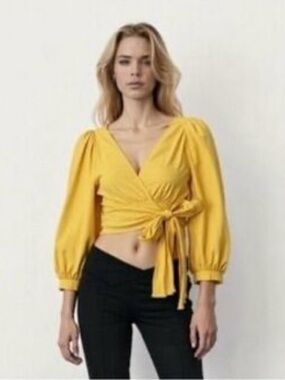 Zara Yellow Wrap Crop Top